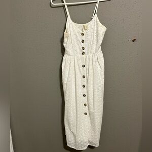 Elegant White Button-Down Dress